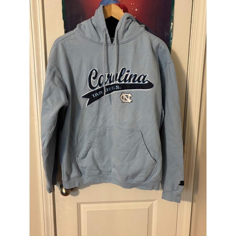 Starter UNC North Carolina Tar Heels Hoodie Mens XL Light Blue Embroidered y2k